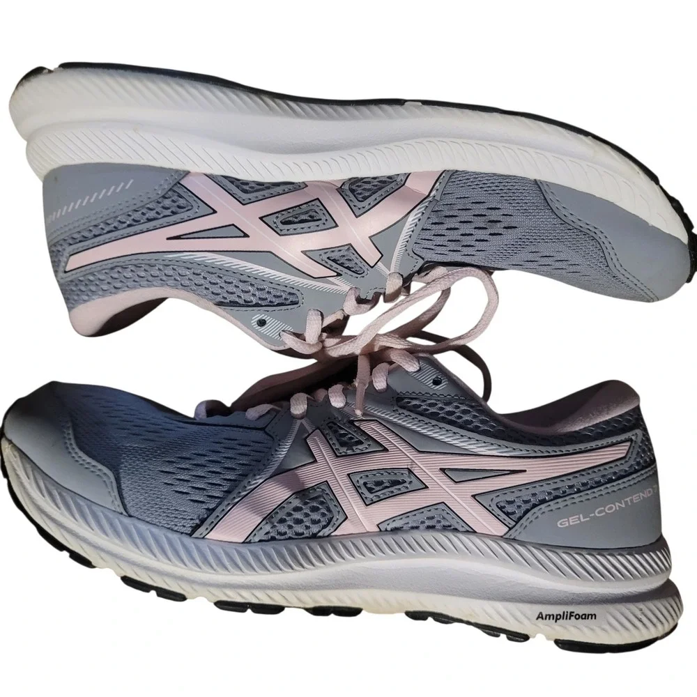 ASICS Gel-Contend 7 Womens Running Shoes Grey Pink 1012A911 Low‎ Top Sneakers